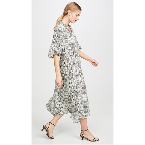 LES REVERIES Flutter Sleeve Long Wrap Dress - Picture 4 of 13